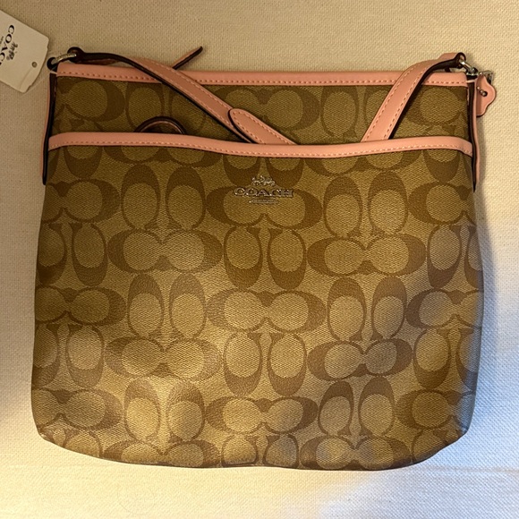 Coach Tan and Pink Crossbody Bag NWT - Picture 1 of 3